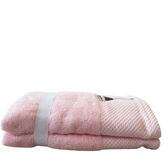 Deborah Connolly Pink Espresso Martini Hand Towels 16x28 Set of 2 Plush New - Picture 8 of 11